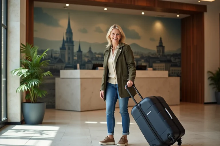 Femme souriante dans un hôtel chic d'Amboise
