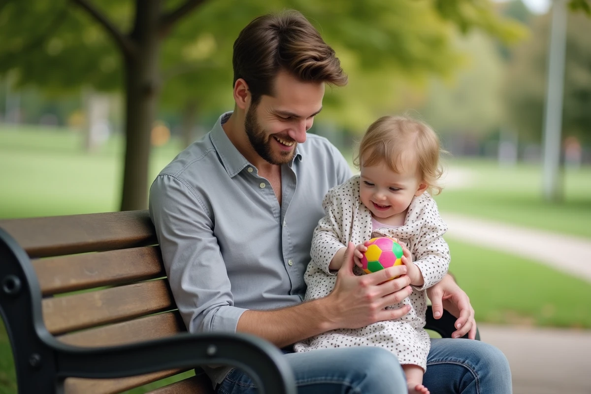 Papa jouant avec sa fille dans un parc en plein air