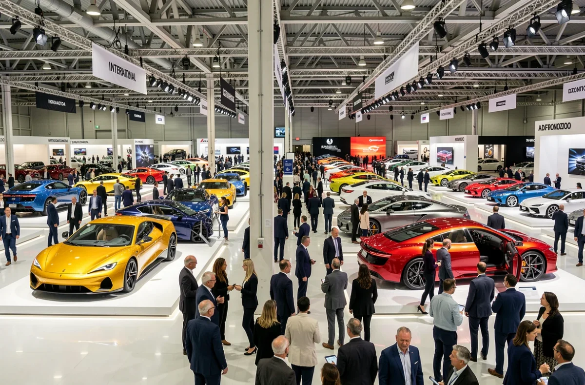 Salon international de l'automobile 2024 avec visiteurs et voitures concept exposées